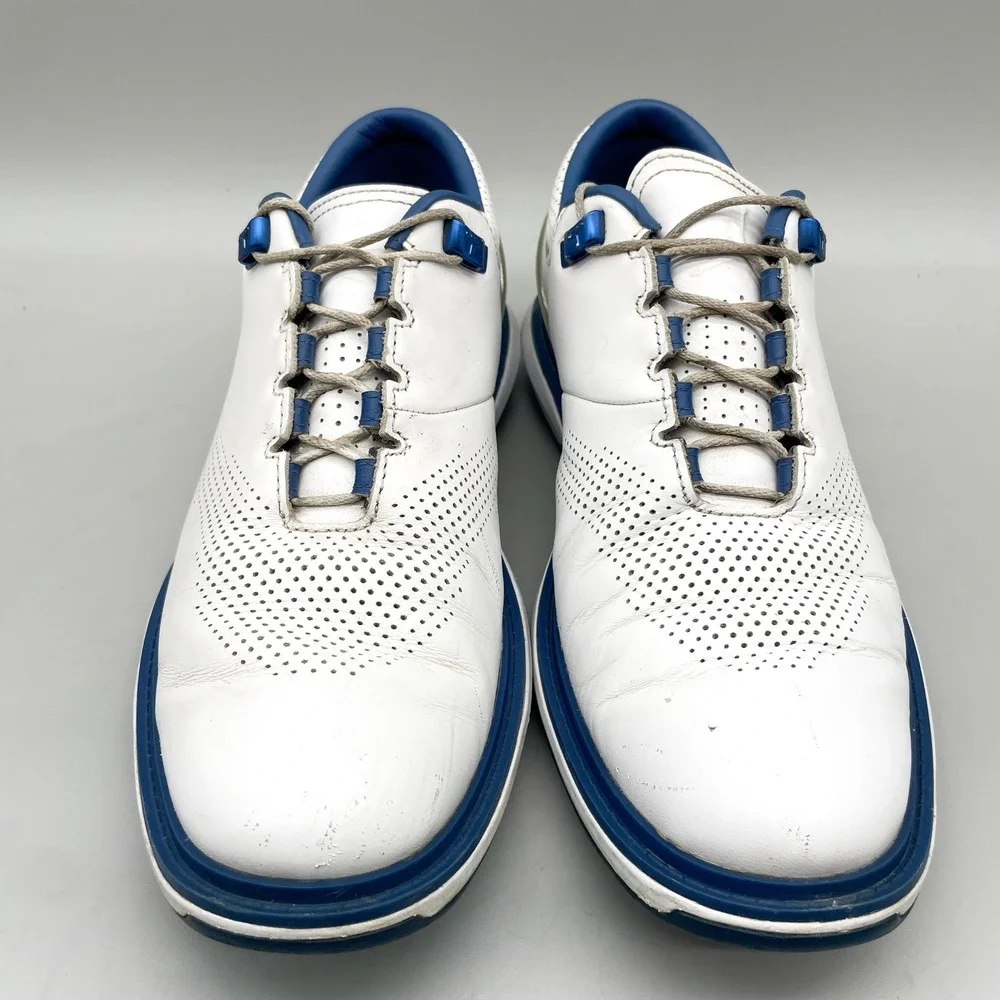 Jordan Mens 9.5 ADG 4 Golf Shoes White Blue Spikeless Sporty Preppy Gorpcore
